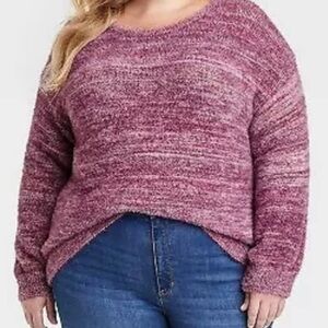 Knox Rose Velvet Crew Neck size large pullover Mauve Rose Super soft sweater